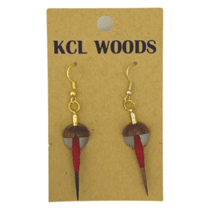 red wooden spindle earrings