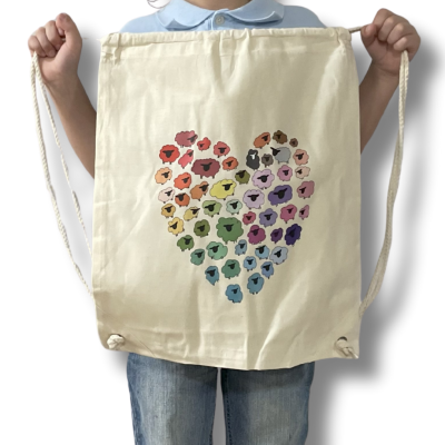 Heart Ewe Drawstring Bag